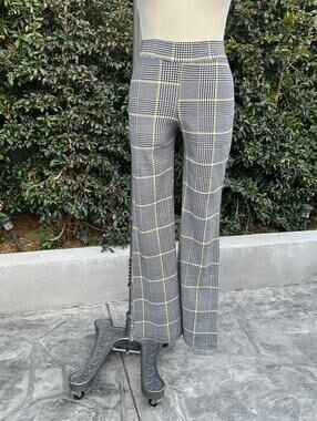 Collegiate Y2K Preppy Black White Plaid Houndstooth 1990s Pants USA Made Small